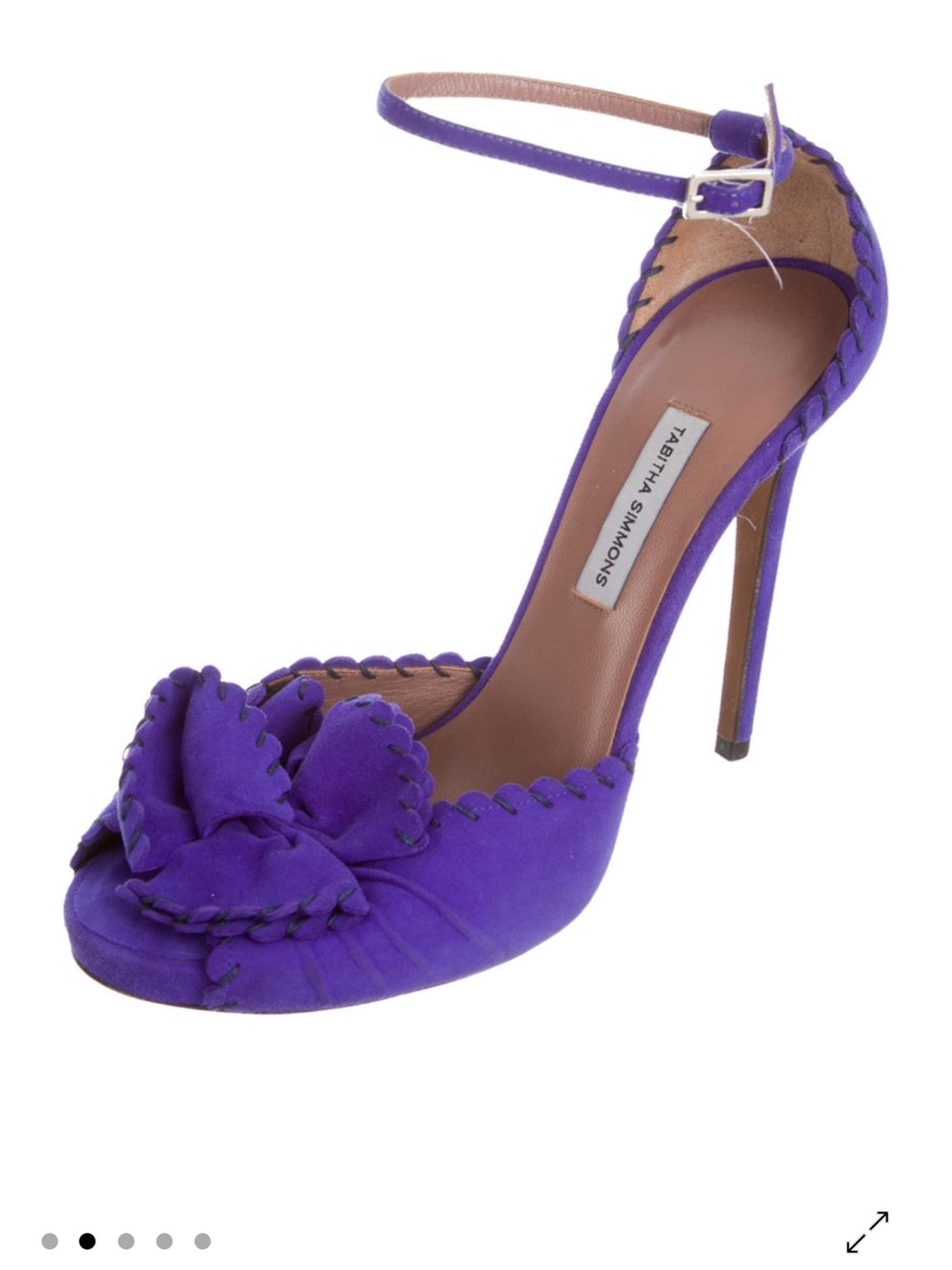 Tabitha Simmons Vibrant Purple Suede Ankle-Strap Pump with Bow